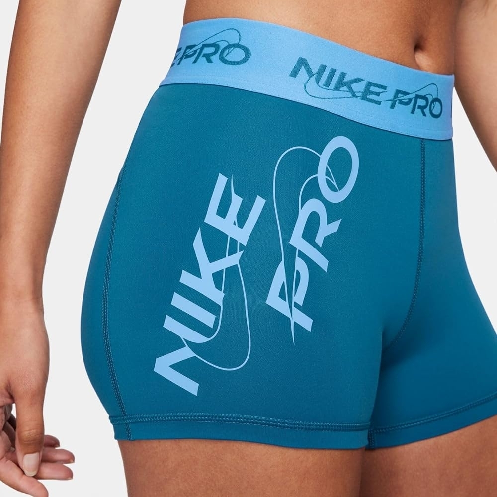 Nike Pro 3” Training‎ Shorts Blue Size Large | Graphic Logo